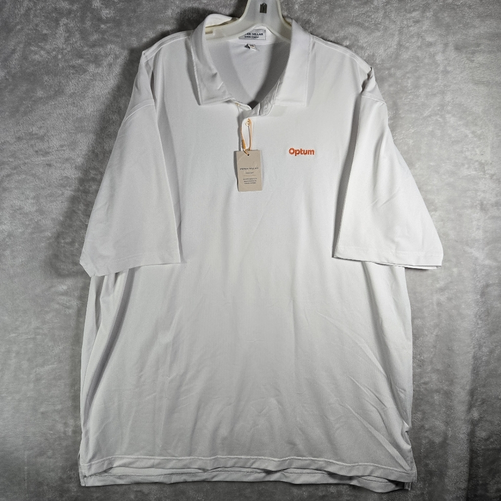 Peter Millar Summer Comfort Polo Shirt Mens Size 2XL XXL White Golf Patch NWT